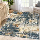 Garvee Washable 5x7 Rug Non Slip Farmhouse Rug Soft Nursery Rug Navy and Brown - Blue & Yellow