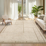 Garvee Washable Geometric Area Rug 5x7 Beige Modern Patchworked Non Slip Indoor Living Room Bedroom Dining Office - Beige