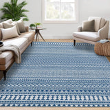 Garvee Area Rug 10x13 Large Living Room Rug Machine Washable Area Rug Non-Slip Geometric Bedroom Rug Stain Resistant Boho Rug Moroccan Accent Throw Floor Carpet for Home Office, Blue - Blue