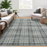 Garvee Plaid Green 5x7 Washable Rugs Area Rugs Modern Plaid Rugs Living Room Rug Soft Rugs for Bedroom Aesthetic Farmhouse Carpet Non Slip Stain Resistant Throw Rugs for Office Dining Room - Grayish Green