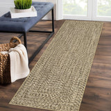 Garvee Beige Yellow 2x6 Washable Rug Non Slip Printed Braided Hallway Runner Rug Rubber Backing Low Pile - Beige Yellow