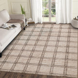 Garvee Washable Checkered 8x10 Living Room Rugs, Ultra Thin Non Slip Geometric Area Rug, Taupe - Taupe