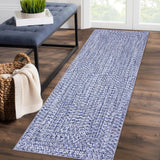 Garvee Washable Runner Rug 2x10 Hallway Runners Printed Braided Distressed Runner Rug Solid Printed Weaving Entryway Carpet for Kitchen Living Room Home Office, Light Blue - Light Blue
