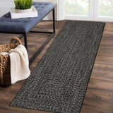 Garvee Runner Rug 2x8 Washable Rug Non Slip Printed Braided Hallway Runner Carpet Solid Printed Weaving Low Pile Floor Cover for Kitchen Laundry Room Entryway, Gray Brown - Gray Brown