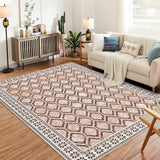Garvee Geometric Modern Area Rug, 5x7 Washable Indoor Carpets Boho Vintage Diamond Rug, Casual Non Shedding, Stain Resistant, Easy-Cleaning for Living Room Bedroom Office Dining Room - Brown & Khaki