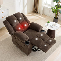 Garvee Oversized Power Lift Recliner Chair for Elderly, 155° Adjustable Lay Flat Lift Chair with Heat and Massage, Standing Assistance, Overstuffed Backrest, Cup Holders, Side Pocket for Living Room, Brown