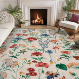 Garvee 5x7 Floral Area Rug Washable Non Slip Vintage Carpet for Living Room Bedroom Kitchen Beige - Beige