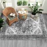 Garvee 6x9 Washable Area Rugs,Stain Resistant Rugs for Living Room,Bedroom,Non-Slip Backing Home Decor Rug, Traditional Persian Design Vintage Medallion Pattern Rugs, Gray - Gray