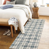 Garvee Plaid Blue 2x6 Runner Farmhouse Rug Kitchen Rugs Non Slip Washable Rugs Throw Rugs Carpet Rug Soft Rug Runner No Shedding Floor Mats Geometric Area Rug for Laundry Hallway Entry Rug - Blue/Beige
