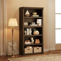 Garvee 5 Tier Bookcase, Farmhouse Book Shelf with Storage Open Display Bookshelves, 67.4" Tall Book Case Wooden 5 Shelf Bookcase Home Decor Furniture for Home Office, Living Room, Bed Room, Oak