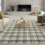 Garvee Green & Taupe 9x12 Washable Rugs Area Rug for Bedroom Modern Farmhouse Non Slip Throw Rugs Large Living Room Rug Low Pile Soft Stain Resistant Carpet for Dining Room Office - Green & Taupe