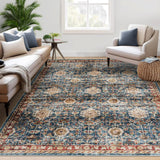 Garvee Living Room Rug 8x10, Washable Distressed Soft Vintage Boho Floral Area Rug, Non Slip Stain Resistant Multi & Blue - Multi & Blue