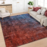 Garvee Abstract Living Room Rugs 5x7 Washable Non Slip Low Pile Carpet for Bedroom Nursery Dining Room Office Red Blue - Red Blue