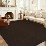 Garvee Large Washable Rug 9x12 Brown Modern Solid Rugs for Living Room Bedroom Office Non-Slip Ultra-Thin Foldable, Reddish Brown - Reddish Brown