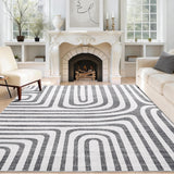 Garvee 9X12 Area Rugs Washable Non-Slip Low-Pile Soft Carpet for Living Room Bedroom Dining Room - Gray