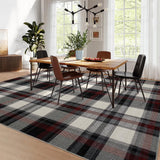 Garvee Washable Area Rug 5x7 Non Slip Modern Plaid Rug Soft Low Pile for Living Room Bedroom Black & White - Black & White
