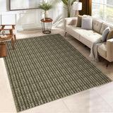 Garvee Modern Brown 9x12 Washable Area Rug – Low-Pile, Non-Shedding, Non-Slip Woven Farmhouse Carpet for Dining Room, Bedroom, Playroom, Classroom, or Office - Brown