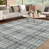 Garvee Plaid Green 10x13 Washable Rugs for Living Room Soft Bedroom Rug Modern Plaid Large Area Rug Non Shedding Non Slip Throw Rugs Stain Resistant Carpet for Dining Room Nursery Rug - Grayish Green