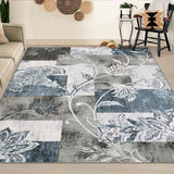 Garvee Area Rug 6x9 Abstract Rug Machine Washable Area Rug Non Slip Non Shedding Distressed Throw Rug Low Pile Indoor Carpet for Bedroom Living Room, Blue Grey - Blue Gray