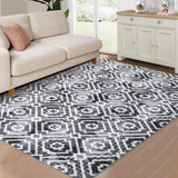 Garvee 8x10 Area Rug Modern Geometric Machine Washable Area Rug for Living Room Bedroom Contemporary Moroccan Non-Slip Stain Resistant Accent Rug Carpet for Home Decor Floor Decoration, Grey - Gray