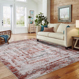 Garvee Large Area Rug, 10x13 Contemporary Abstract Gradient Geometric Carpet with Non Slip Rubber Backing for Under Dining Table Nursery Home Office Bedroom Red/Grey - Red