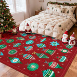 Garvee Christmas Room Decor Printed Area Rugs for Bedroom & Living Room, 8x10, Holiday Home Decor, Soft Low Pile, Non-Slip, Machine Washable - Red