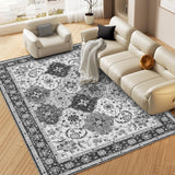 Garvee Area Rug Washable Rugs for Living Room Distressed Vintage Trellis Area Rug for Bedroom Oriental Tribal Office Rug Low Pile Neutral Soft Nursery Rug Stain Resistant Floor Cover 5'x7' Grey - Gray