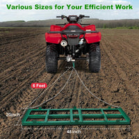 Garvee 4FT Driveway Drag Harrow for ATV, UTV & Tractor, Heavy-Duty Tow Behind Landscape Grader with 6FT Chain for Gravel, Soil, Yard & Field Leveling