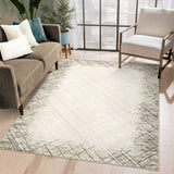 Garvee 8x10 Area Rug Machine Washable Rug Modern Bordered Area Rug, Stain Resistant Non-Slip Accent Rug Minimalist Border Floor Cover Farmhouse Carpet Rug for Living Room Decor, Brown - Taupe