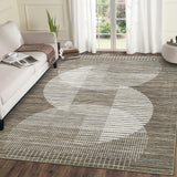 Garvee Area Rug 5x7 Washable Brown Modern Geometric Rug Non Slip Ultra Thin Carpet Mat for Living Room Bedroom Dining Kitchen - Brown