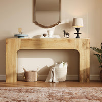 Garvee 63" Farmhouse Console Table Slim Wood Sofa Side Table Narrow Rustic Foyer Furniture for Living Rooms Hallways Apartments, Oak
