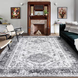 Garvee Vintage Area Rug 4x6 Washable Oriental Traditional Distressed Farmhouse Rugs Accent Throw Rugs Ultra Soft Rug Pet Friendly Indoor Throw Rug for Entryway Bedroom, Grey - Gray