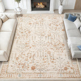 Garvee 5x7 Area Rug Vintage Retro Boho Washable Non Slip Low Pile Carpet Living Room Bedroom Dining Room Beige - Beige