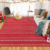 Garvee Christmas Area Rug 3x5 Boho Rug Non-Slip Rug for Bedroom Bohemian Christmas Area Rug Machine Washable Floor Cover for Living Room Bedroom, Red Boho, 3x5 Feet - Red