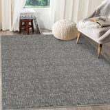 Garvee 8x10 Washable Rug for Living Room Non-Slip Modern Abstract Area Rug Stain Resistant Large Bedroom Rug Contemporary Accent Throw Floor Carpet Solid Rug for Dining Room Home Decor, Grey - Gray