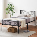 Garvee Twin Bed Frame Platform with Headboard and Footboard Metal Bed Mattress Foundation with Storage No Box Spring Needed Black - Black