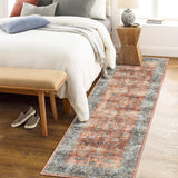 Garvee Large Area Rug 10x13 Washable Rug Vintage Floral Rug Non Slip Low Pile Distressed Rug Stain Resistant Rug Indoor Floor Cover for Living Room Bedroom Office, Brick Red - Brick Red