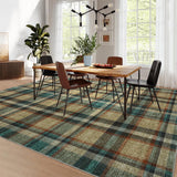 Garvee Washable Area Rug 5x7 Non Slip Modern Plaid Soft Low Pile Brown Beige for Living Room Bedroom Nursery Dining Room - Brown&Beige