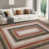 Garvee Printed Rugs Braided Pattern Washable 5x7 Area Rugs Living Room Bedroom Non Slip Soft Low Pile Stain Resistant Carpet Nursery Dining Room - Crimson/Earthy