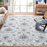 Garvee Large Washable Rug 9x12 Area Rugs for Living Room Vintage Paisley Print Rug Non-Slip Low Pile Non-Shedding Carpet Ultra-Thin Lightweight Rug for Farmhouse Bedroom Dining Room Office Grey - Gray