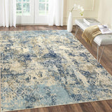 Garvee Large Rug 8x10 Machine Washable Area Rug Modern Rug Non Slip Soft Rug Living Room Rug Accent Throw Rugs for Dining Room, Cream/Blue - Cream Blue