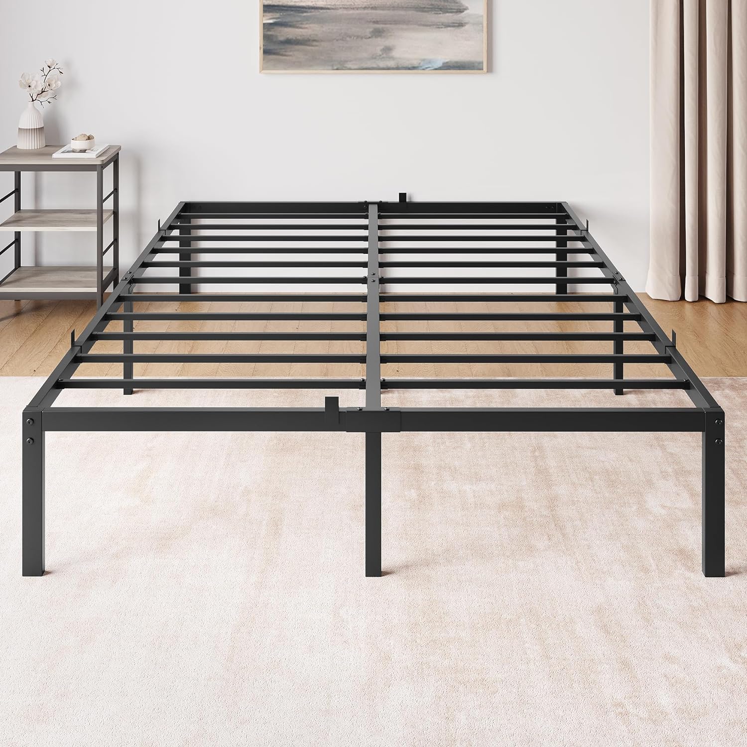 Garvee 14 Inch Full Bed Frame with Storage,Metal Platform Full Bed Frame No Box Spring Needed Steel Slat Support Easy Assembly (Full)