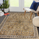 Garvee Washable Area Rug 8x10 Rug Oriental Living Room Rug Floral Vintage Bedroom Rug Soft Large Area Rug Non-Slip Non-Shedding Faux Wool Vintage Rug for Living Room Farmhouse Dining Room Apartment - Yellow