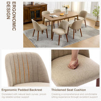 Garvee Set of 2 Mid-Century Modern Fabric Upholstered Dining Chairs with Padded and Solid Wood Legs, Camel