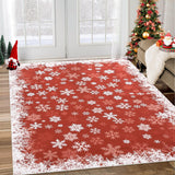Garvee Christmas Rug 8x10 Area Rug for Bedroom Modern Red Washable Rug Snowflake Living Room Rug Non Slip Carpet Soft Stain Resistant Large Area Rug for Holiday Dining Room Classroom 8'x10' Red - Snowflakes|Red
