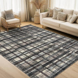 Garvee 8x10 Distressed Plaid Area Rug Faux Wool Soft Nursery Carpet Dark Green for Living Room Bedroom Office - Dark Green Multi