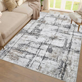 Garvee 5x7 Machine Washable Rug, Soft Modern Abstract Floor Carpet, Non Slip Non Shedding Low Pile Rug, Farmhouse Neutral Decorative Carpet for Living Room Bedroom, Grey - Gray
