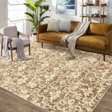 Garvee Area Rug 5x7 Washable Rug Living Room Rug Vintage Area Rug Non Slip Soft Carpet Floral Floor Cover Low Pile Carpet Foldable Area Rug for Bedroom Office Nursery Dining Room,Beige - Beige