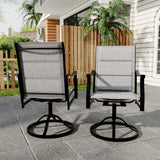 Garvee Outdoor Swivel Dining Chairs Set of 2 - Padded Textilene Breathable Back, Swivel Patio Sling Chairs for Poolside, Lawn & Garden, Dark Grey - Dark Grey
