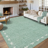 Garvee Bow Large Rug 10x14 Green Non Slip Washable Soft Area Rug for Living Room Bedroom Playroom - Green